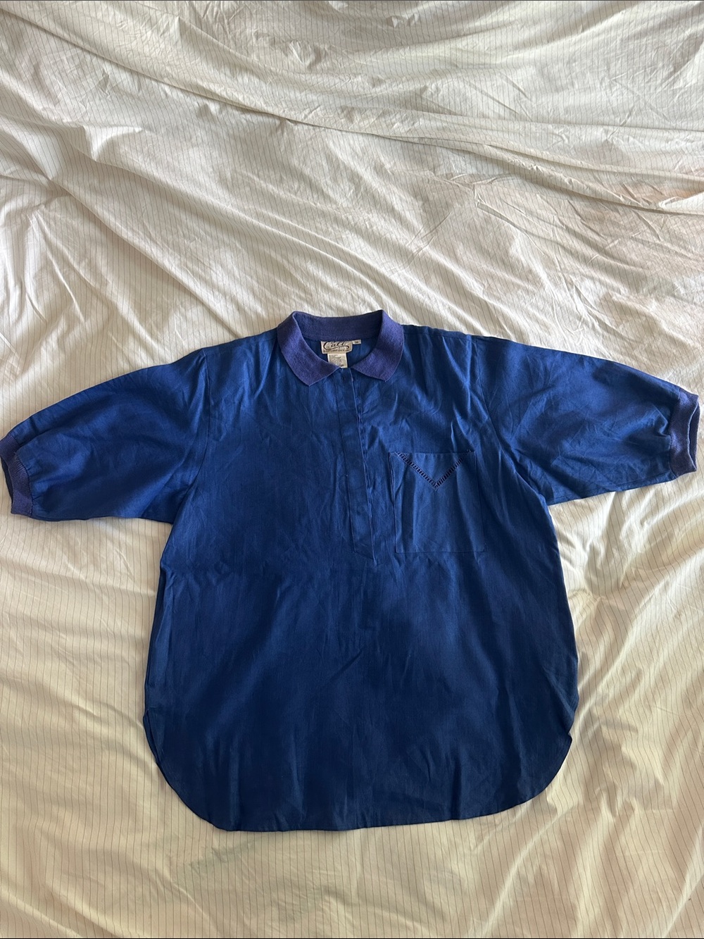 Vintage 70s/80s Blue Cali Div. Carry Back Ltd Polo Shirt - Made in HK